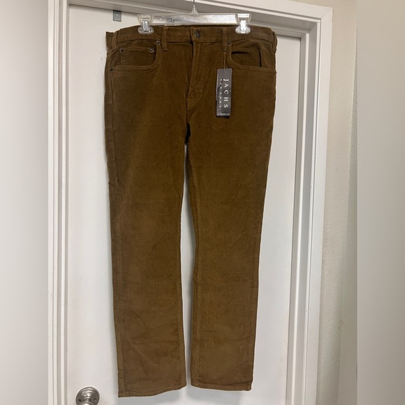 NWT Jacks NY Straight Fit Stretch Corduroy Pant - dark khaki / size 38x32 - Picture 2 of 7